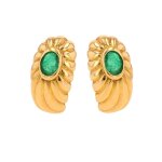 Boucle d'oreilles �meraudes 0. 62 carat or jaune 4. 33g