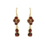 Boucles d'oreilles grenats 1. 84 carat or jaune 3. 54g