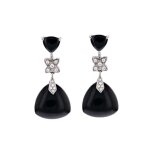 Boucles d'oreilles isabelle langlois diamants 0. 13 carat et pierres fines or blanc 6. 73g