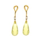 Boucles d'oreilles isabelle langlois diamants 0. 13 carat et pierres fines or jaune 7. 99g