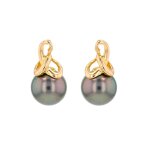 Boucles d'oreilles perles de tahiti or jaune 3. 14g