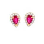Boucles d'oreilles rubis 0. 46 carat et diamants 0. 13 carat or jaune 1. 31g