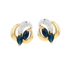 Boucles d'oreilles saphirs 0. 56 carat et diamants 0. 01 carat 2 ors 1. 48g