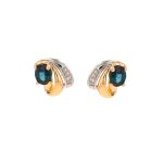 Boucles d'oreilles saphirs 0. 64 carat et diamants 0. 01 carat 2 ors 1. 86g
