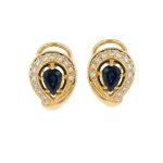 Boucles d'oreilles saphirs 0. 94 carat et diamants 0. 24 carat or jaune 5. 27g
