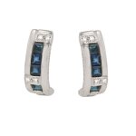 Boucles d'oreilles saphirs 0. 96 carat et diamants 0. 04 carat or blanc 4. 68g