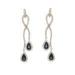 Boucles d'oreilles saphirs 0. 96 carat et diamants 0. 57 carat or blanc 5. 73g