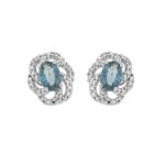 Boucles d'oreilles saphirs 1. 18 carat et diamants 0. 12 carat or blanc 2. 26g