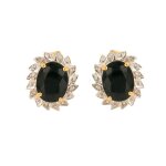 Boucles d'oreilles saphirs 3. 72 carats et diamants 0. 02 carat or jaune 3. 97g
