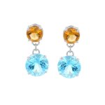 Boucles d'oreilles topazes et citrines or blanc 6. 33g Boucles d'oreilles topazes et citrines or blanc 6. 33g