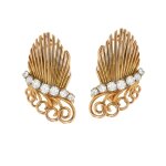Boucles d'oreilles vintage clip diamants 0. 70 carat 2 ors 12. 03g