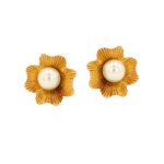 Boucles d'oreilles vintage perles de culture or jaune 3. 53g