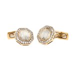 Boutons de manchette diamants 0. 072 carat or jaune 11. 92g
