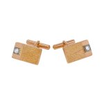 Boutons de manchettes vintage diamants 0. 32 carat 2 ors 9. 99g