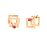 Boutons de manchettes vintage rubis 0. 84 carat or jaune 10. 26g