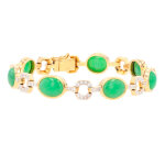 Bracelet diamants 0. 49 carat et jade or jaune 33. 32g