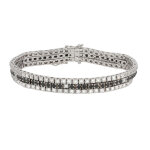Bracelet diamants noirs & blanc 3. 86 carats or blanc 20. 53g