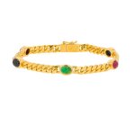 Bracelet �meraude, saphirs, rubis or jaune 23. 67g