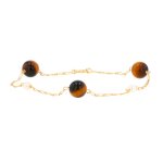 Bracelet oeil de tigre et perles or jaune 3. 36g
