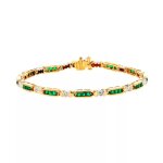 Bracelet rivière émeraudes 1. 44 carat et diamants 0. 06 carat 2 ors 13. 65g Bracelet rivière émeraudes 1. 44 carat et diamants 0. 06 carat 2 ors 13. 65g