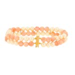 Bracelet vintage perles de culture et corail or jaune 24. 29g