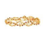 Bracelet vintage rubis 1 carat et diamants 0. 93 carat or jaune 22. 70g