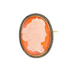 Broche ancienne came or jaune 21 g