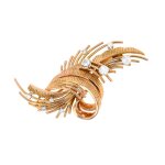 Broche ancienne diamants 0. 81 carat 2 ors 14. 29g