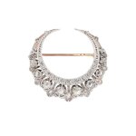 Broche ancienne lune rose de diamants or et argent 10. 83g