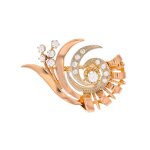 Broche diamants 0. 72 carat 2 ors 13. 42g