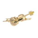 Broche violon diamants 0. 04 carat or jaune 3. 38g