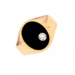 Chevalire diamant 0. 01 carat onyx or jaune 4. 35g
