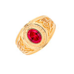 Chevalière vintage rubis de synthèse 1. 90 carat or jaune 9. 16g Chevalière vintage rubis de synthèse 1. 90 carat or jaune 9. 16g