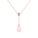 Collier am�thyste 0. 36 carat et quartz 6 carats or jaune 3. 73g