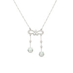 Collier ancien aigue - marine 0. 92 carat et roses de diamants platine 6. 37g