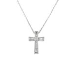 Collier croix diamants 0. 25 carat or blanc 4. 22g