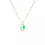 Collier diamants 0. 015 carat et meraude 0. 43 carat 2 ors 3. 50g