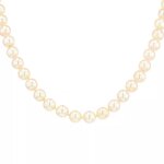 Collier diamants 0. 15 carat et perles choker or blanc 49. 86g