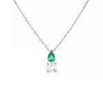 Collier �meraude 0. 43 carat et diamant 0. 81 carat or blanc 3. 73g