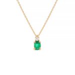 Collier �meraude 0. 76 carat et diamant 0. 08 carat or jaune 3. 46g