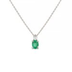 Collier �meraude 0. 90 carat et diamant 0. 11 carat or blanc 3. 33g