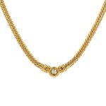 Collier maille anglaise diamant 0. 18 carat or jaune 20. 80g