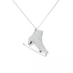 Collier patin � glace diamants 1. 37 carat or blanc 14. 78g