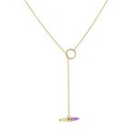 Collier p�ridot et am�thyste or jaune 2. 25g