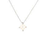 Collier perle et diamants 0. 04 carat or blanc 4. 27g