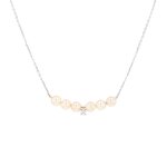Collier perles et diamant 0. 11 carat or blanc 4. 91g