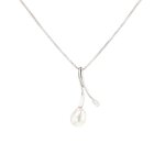 Collier perle et diamant 0. 20 carat or blanc 7. 80g