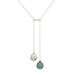 Collier perles de tahiti et diamants 0. 08 carat or blanc 7. 12g