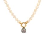 Collier perle de thaiti et diamant 0. 08 carat or jaune 41. 63g
