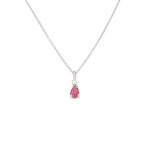Collier rubis 0. 33 carat et diamant 0. 02 carat or blanc 2. 26g